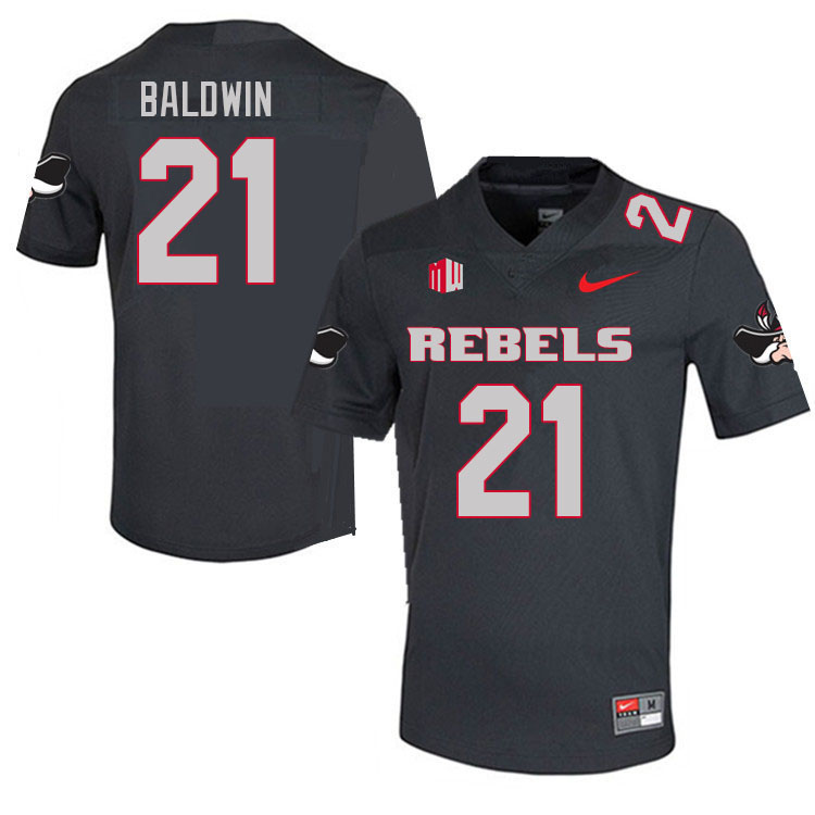 Men #21 Johnathan Baldwin UNLV Rebels College Football Jerseys Sale-Charcoal